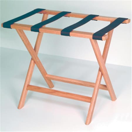 Wooden Mallet Deluxe Straight Leg Luggage Rack in Light Oak with Brown Webbing LR-LOBRN